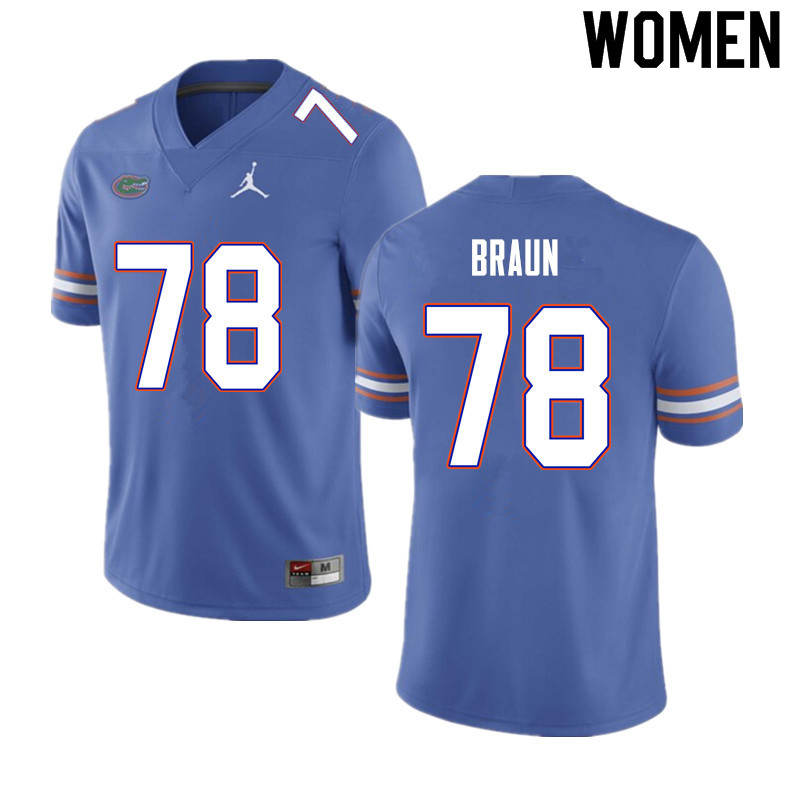 Women #78 Josh Braun Florida Gators College Football Jerseys Sale-Blue - Click Image to Close